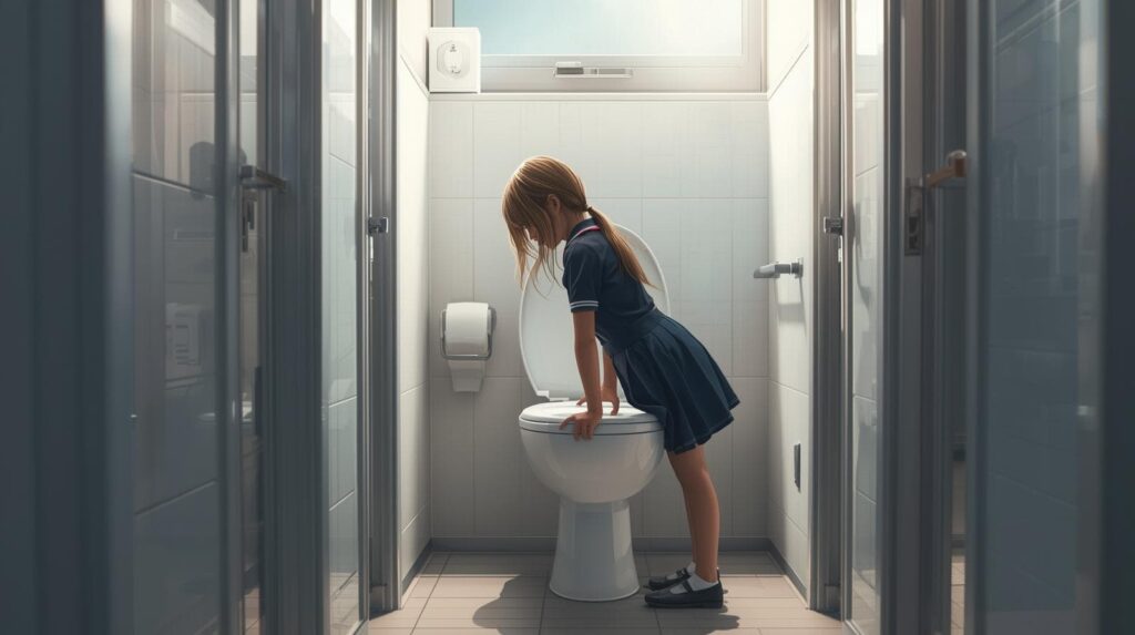 child going to the toilet in school 2
